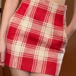 Zara Red Plaid Women's Skirt